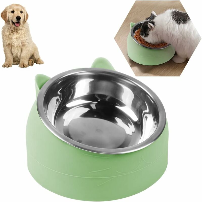 Dog Bowl And Bowl Elevated Cat Bowl, 15 Degree Sloped Ceramic For Small  Dogs With Iron Stand, 2-in-1 Elevated Food And Water Bowls For Dogs, Neck  Reli