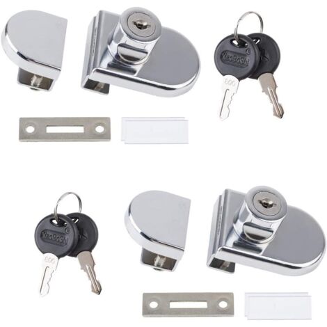 2pcs Zinc Alloy Glass Cabinet Door Locks for 5-8mm Glass Display Cabinet Door or Showcase