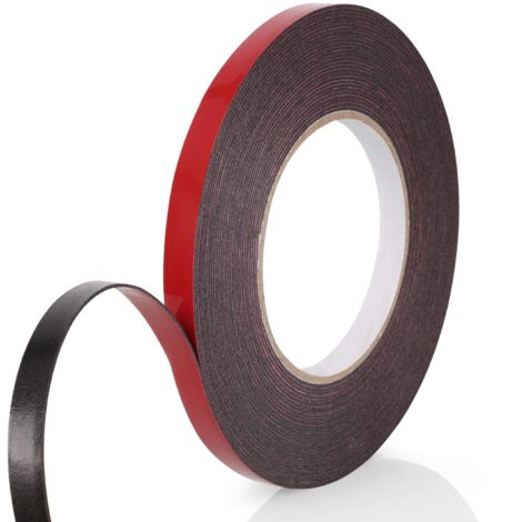 Extra Strong Double Sided Tape, 1 Roll (10MMx10M) Black PE Foam Red Film Waterproof and Ultra High Temperature Resistant Mounting Tape for Car Home and Office Fixing (1/5)