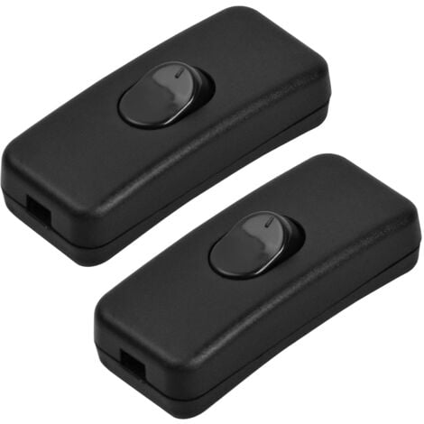 2Pcs 2A Single Pole Switch, 2A 250V Line Cord Switch Lamp Switch Rocker Switch, Inline Cord Switch for Small Appliance or Lamp (Black)