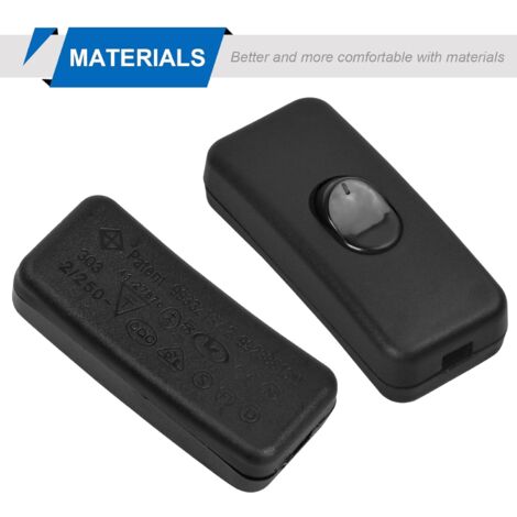 2Pcs 2A Single Pole Switch, 2A 250V Line Cord Switch Lamp Switch Rocker Switch, Inline Cord Switch for Small Appliance or Lamp (Black)