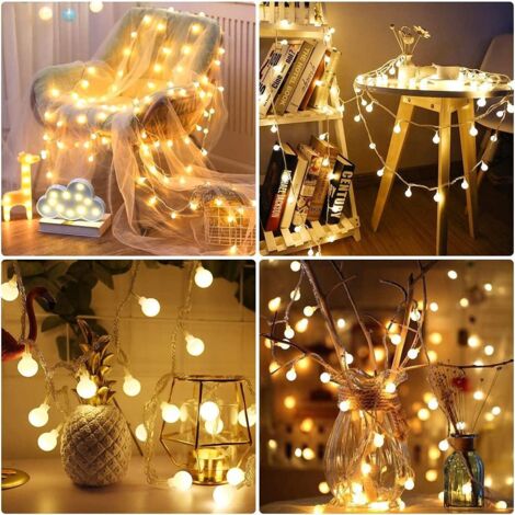 Outdoor/Indoor String Lights, 6M 40 LED Waterproof, Battery Operated, 8 Modes with Remote Control Timer, for Garden, Wedding, Party, Christmas Decoration, Halloween (Warm White)