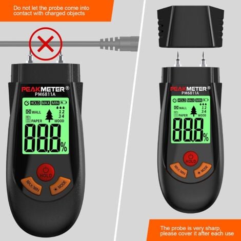Moisture meter, wood moisture tester, suitable for rapid determination of moisture content of logs, paper, plywood, plaster walls, flooring, etc.