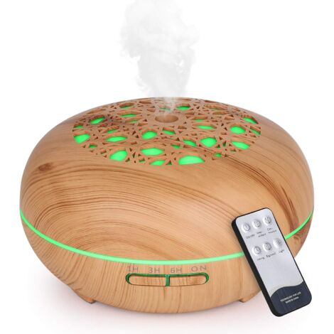 550ML Essential Oil Diffuser with Remote Control, Electric Essential Oil Diffuser Humidifier for Home, Office, Bedroom, Yoga, Light Wood Grain