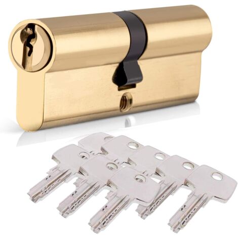 40/40 (80mm) Lock Cylinder, HOMEK Double Cylinder Door Lock European Cylinder with 8 Keys, Brass Finish, Anti-Drill Anti-Pick Shockproof Door Lock (1/5)
