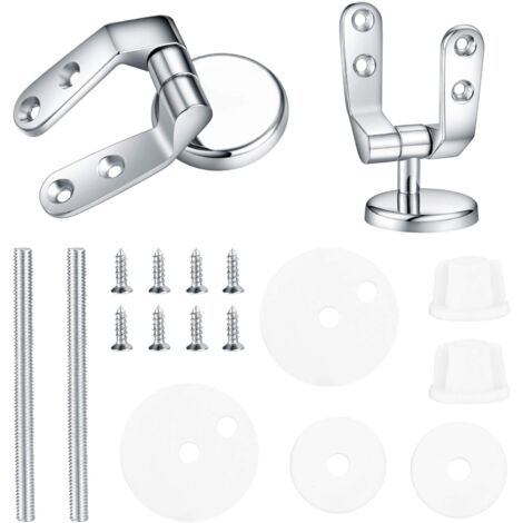 Toilet Seat Hinge, Toilet Seat Replacement Fixing Kit, Toilet Hinge Fixings, for Wood Resin Toilet Seats - 2 Pcs (1/5)