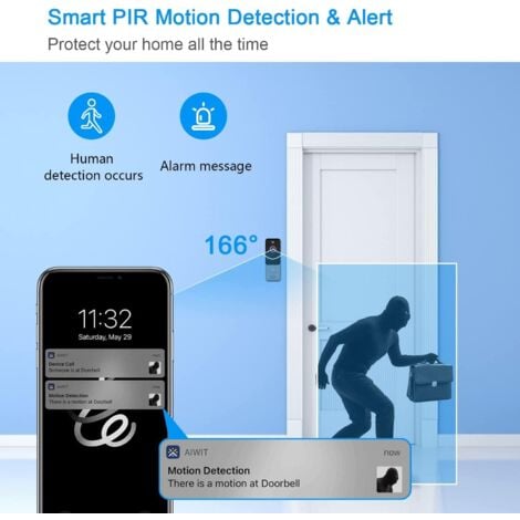 Wireless Doorbell with 1080P Camera Outdoor Waterproof Smart WiFi