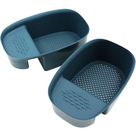 Multifunctional Hanging Filter Basket Chef - Kitchen Sink Strainer Vegetable Sink Bins Non-Slip Sponge Holder Drainer Soap Brush (Blue, Pack of 2) (1/5)