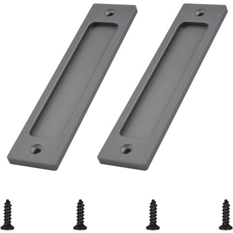Rectangular Sliding Door Handle, Aluminum Recessed Sliding Door Handle with Mounting Screws, Suitable for Sliding Doors (Matte Gray, 2pcs) (1/5)