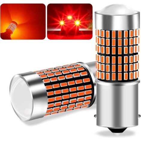 2PCS 1156 BA15S P21W LED Bulb, 144 LED Red Car Bulb, Super Bright Waterproof Suitable for Reversing Lights (1/5)