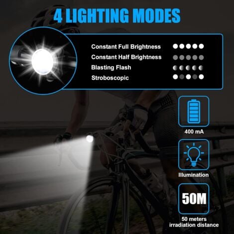 LED Bike Light Rechargeable Bike Light Front and Rear Bicycle Light Kit USB Light Shockproof Waterproof
