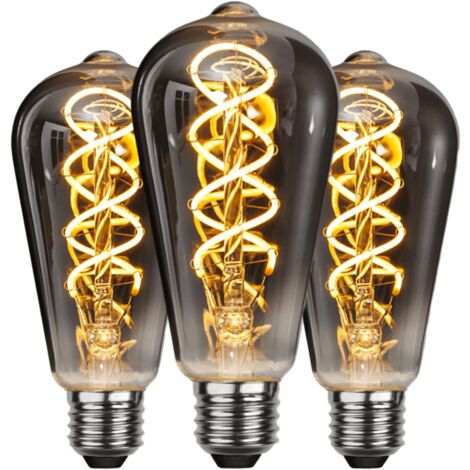 E27 Vintage LED Light Bulb, Energy Saving, Industrial Style, E27 Bulb Antique Retro Decorative Lamp, 4W for Bedroom Restaurant Cafe Bar Bistro, Yellow Filament, 3 Pieces