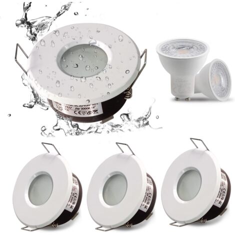 IP65 Waterproof LED Recessed Spotlight, GU10 Socket Configuration, Suitable for Bathroom and Kitchen Spotlights (Bulb Not Included) White Downlight Cutout 75mm