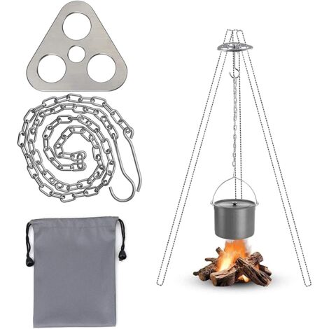 Campfire Tripod Grill Equipment, Portable Stainless Steel Camping Tripod Grill Board