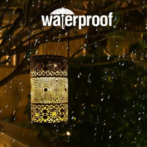 Outdoor Solar Lanterns, Set of 2 Metal Solar Garden Lights, Outdoor Solar Lights