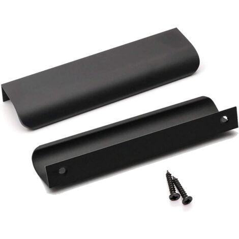 Pack of 10 Black Kitchen Cabinet Handle Black Kitchen Handle Black Profile Handle Matte Black Furniture Handle in Aluminum Alloy Center Distance 128mm Length 150mm（Black）