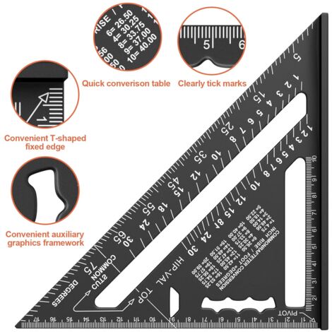180mm Carpenter Square, Aluminum Ruler, Thickened 45 90 Degree ...