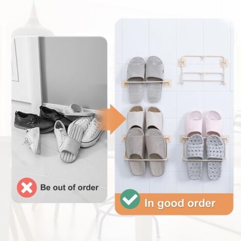Shoe Rack, Foldable Wall Mounted Shoe Holder, Shoe Organizer Holder, 4pcs