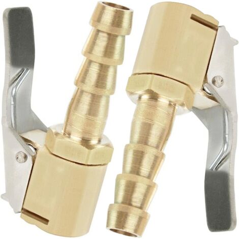 2 Pieces Inflator Nozzle, Car Tire Inflator Nozzle, Inflator Nozzle with Clip, Inflator Valve Clip Clamp Connector Adapter, for Tire Valves, Brass, 8mm