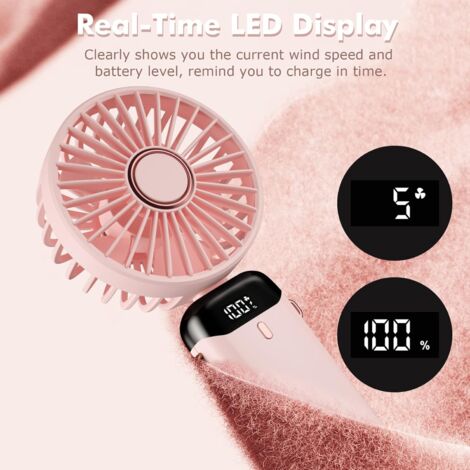 Portable Fan, Mini USB Rechargeable Handheld Fan, Small Pocket Fan with Base, Foldable Desk Fan