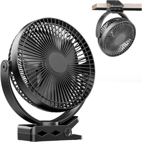 8 inch USB Mini Clip Fan with 10000mAh Battery, Portable Small Desk Fan, 4 Speeds, 360° Dual Rotation