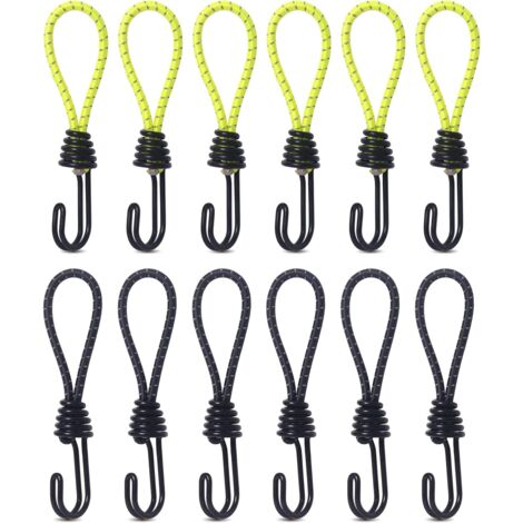 Bungee Cords, Elastic Cord, Heavy Duty Bungee Cord with Hook, Shockproof Metal Hook, Elastic Cord for Camping, Tents, Luggage 12pc (1/5)