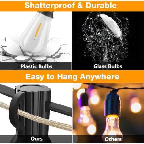 Outdoor String Lights, 30M LED String Lights with ST38 Bulbs, 2200K Warm White, Waterproof Outdoor String Lights for Garden, Party, Terrace