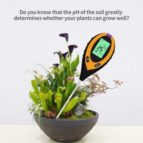 in 1 Soil Moisture Tester, Digital Soil Test Kit, pH, Temperature, Sunlight, Moisture, Acidity with Backlit LCD Display for Garden, Lawn, Agriculture, Indoor Plants (1pc)