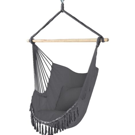 Hanging Chair with 2 Cushions Hanging Seat Hanging Swing,Outdoor Hammock(Grey) (1/5)