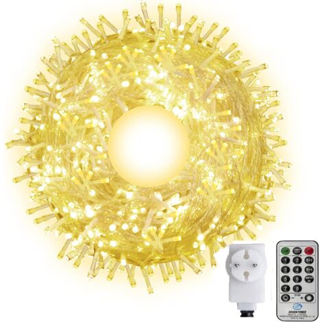 100m Outdoor String Lights Long Christmas Lights Indoor Halloween Fairy Lights with Remote Control for Xmas Tree Home Bedroom Garden (Warm White) (1/5)