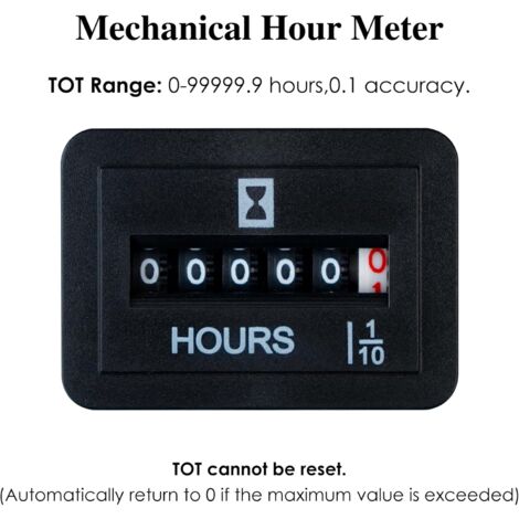 JR-HM001 Mechanical Hour Meter Rectangular Hour Meter for DC 6-80V ...