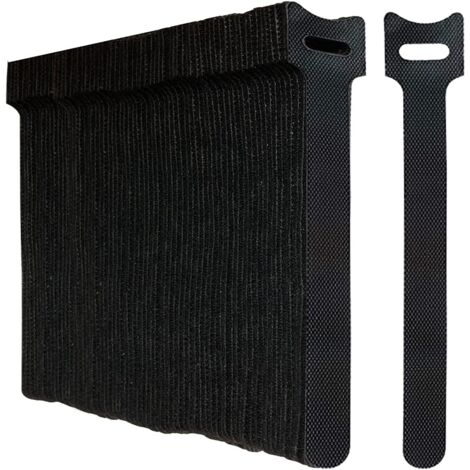 100 Pack Black Cable Ties Reusable Strap Hook and Loop Cable Ties with Hook and Loop for Cable Management Organization
