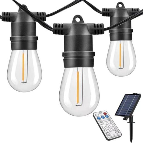 Solar String Lights Outdoor, Commercial Grade IP68 Waterproof Patio Lights, 40ft Edison Bulbs, Shatterproof LED Solar String Lights Outdoor - 2W LED, Soft Light,