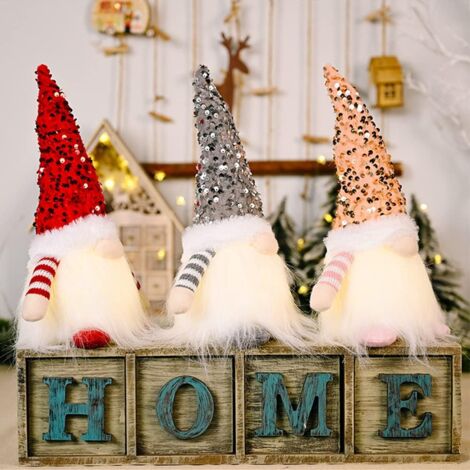 3Pcs Luminous Christmas Gnome,Plush Christmas Gnome,Christmas Gnome Decoration,Mini Christmas Elf,Handmade Swedish Santa Claus Deco,For Christmas Decoration And Table Decoration