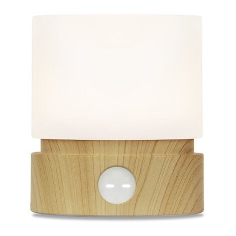 Night Light with Timer, Small LED Bedroom Lamp, Bedside Table Lamp, Night Light for Kids, Baby Nursing, Wood Grain, Dimmable, Battery Operated, Warm Mood Light Color