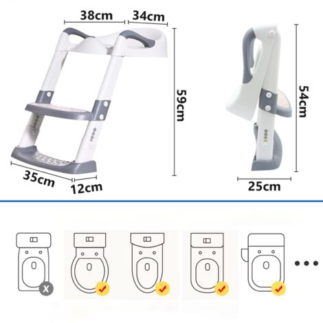 Children's toilet slow down with folding ladder, PU material, 59 x 35 x 12 cm, multi-color