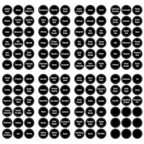 Pack of 144 spice jar labels, 13.5 x 26.7 cm, black (1/5)