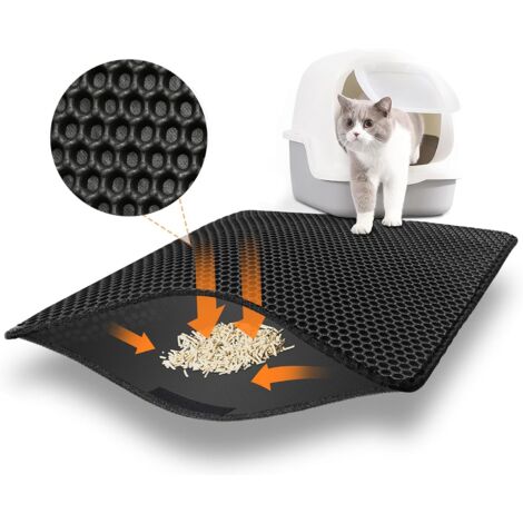 Cat Litter Mat for Cat Litter Box and Cat Toilet, Katzenstreu Matte 75x55 cm, Waterproof Non-Toxic Cat Litter Mat, Double Layer Cat Litter Mat