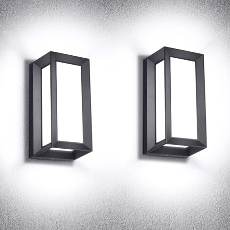Outdoor Wall Light 18W 1800lm 6000K LED Porch and Patio Lights Matte Black Exterior Lighting Fixtures Wall Mount IP65 Waterproof for Garage, Driveway, Garden (2 Pack) (1/5)
