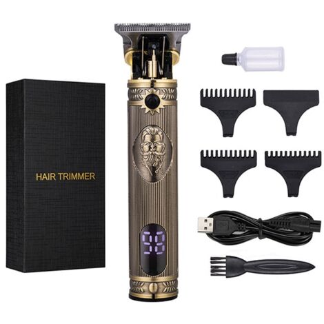 Professional beard trimmer, contour shaver, LCD display, fast charging, suitable for children and families in hair salons, bronze medal