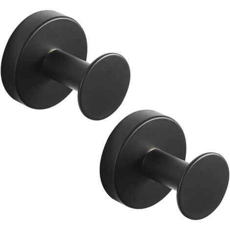 Round Stainless Steel Robe Hook Black Color, Black Painted Finish Wall Mounted Bathrobe Hook, Modern Style Towel Holder, 2pcs