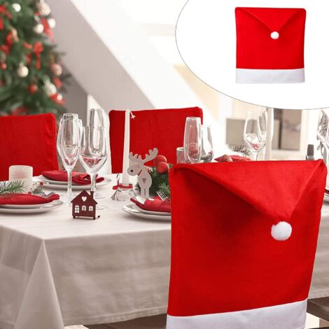 Santa Claus Chair Cover, Pack of 10 Christmas Chair Covers, 50 x 60 cm Santa Hat Chair Cover Santa Hat (1/5)