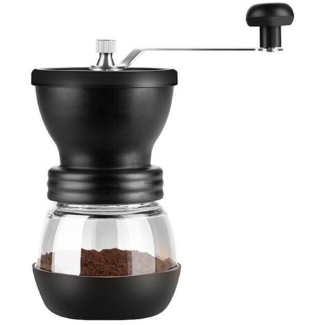 Manual Coffee Grinder, Double Bearings, Portable, Ceramic/Glass/Stainless Steel/PP/Silicone Material, Black