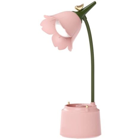 LED Desk Lamp for Kids, Flower Table Lamp, Reading Lamp with Adjustable Light and Touch Sensor (Pink)