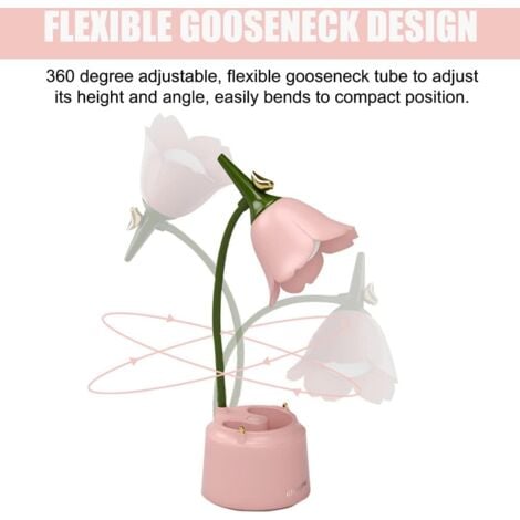 LED Desk Lamp for Kids, Flower Table Lamp, Reading Lamp with Adjustable Light and Touch Sensor (Pink)