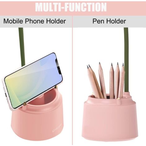 LED Desk Lamp for Kids, Flower Table Lamp, Reading Lamp with Adjustable Light and Touch Sensor (Pink)