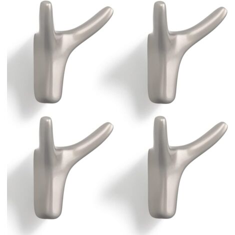 Double Wall Coat Hook, Heavy Duty Solid Zinc Alloy Wall Mounted Coat Hooks for Entryway Bedroom Living Room Kitchen Screws Included (Pearl Nickel 4 Pack) (1/5)