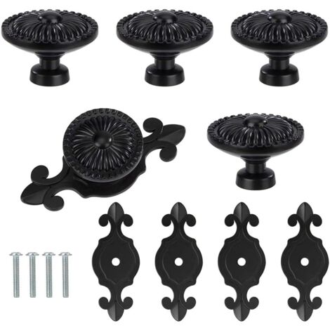 Drawer Knobs, 5 Pieces Furniture Knobs, Round Drawer Knobs, Door Knobs, Cabinet Knobs (Black)