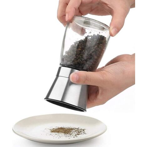 Stainless Steel Pepper Mill with Glass Body Adjustable Ceramic Manual Grinder, Spice Grinder (1/5)
