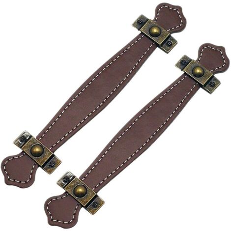 Leather Drawer Pulls, Vintage Suitcase Practical Leather Handles Pull Handles Light Brown(4pcs) (1/5)